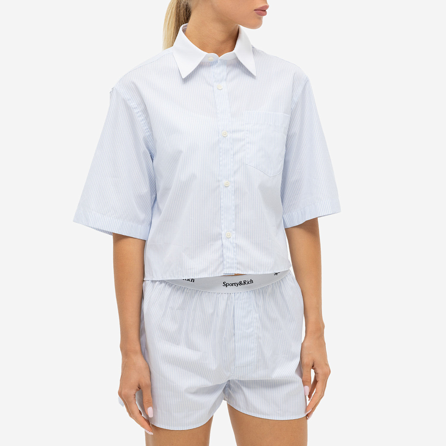 Рубашка SPORTY & RICH SRC EMBROIDERED CROPPED SHIRT SHORT в интернет магазине Peakwww.peakstore.ru - 2 фото