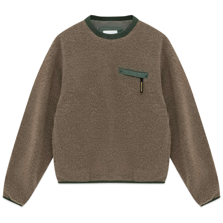 Ветровка THISISNEVERTHAT GORETEX WINDSTOPPER WOOL FLEECE CREWNECK MUD - 1 фото Ветровка THISISNEVERTHAT GORETEX WINDSTOPPER WOOL FLEECE CREWNECK в интернет магазине Peakwww.peakstore.ru - 1 фото