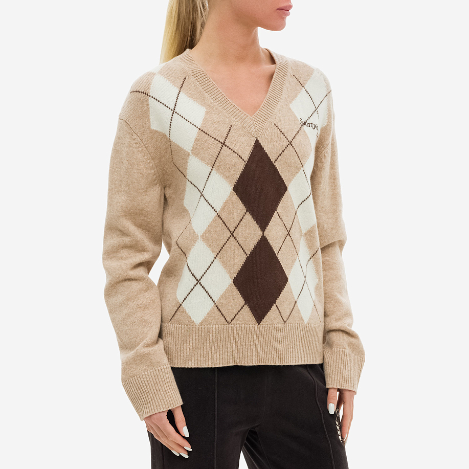 Свитер SPORTY & RICH SERIF LOGO ARGYLE SWEATER в интернет-магазине Peak Conceptwww.peakstore.ru - 1 фото