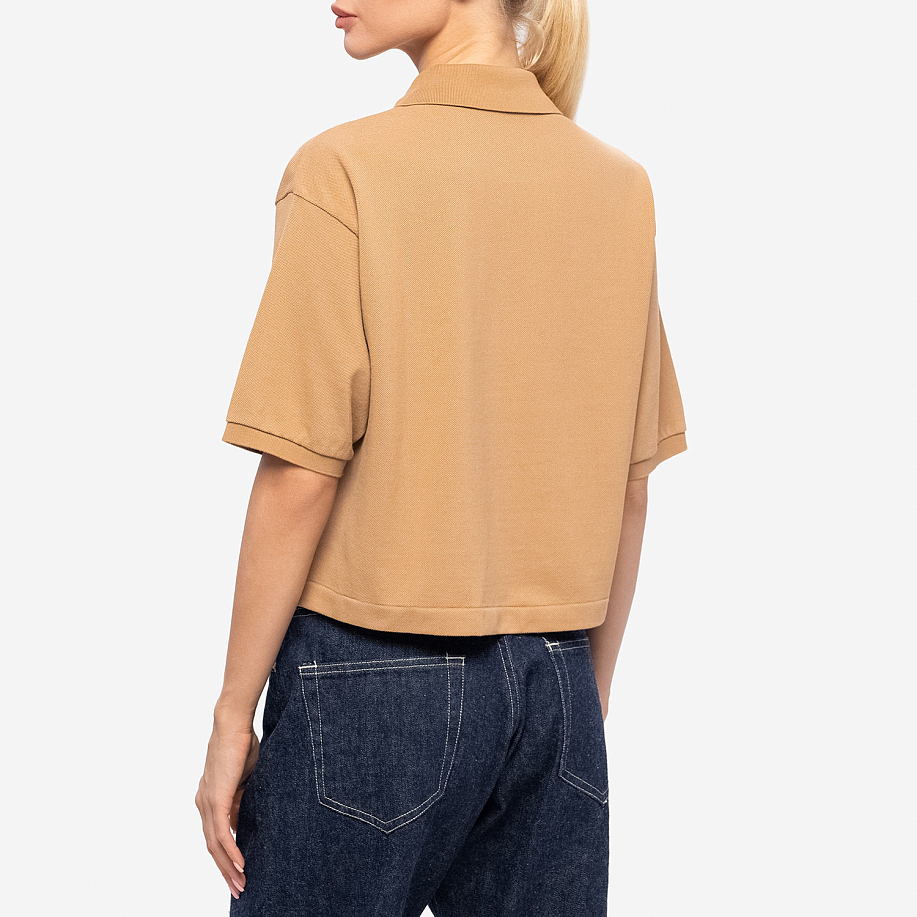 Поло AURALEE SUPER FINE COTTON PIQUE SHORT POLO LIGHT BROWN - 3 фото Поло AURALEE SUPER FINE COTTON PIQUE SHORT POLO в интернет магазине Peakwww.peakstore.ru - 3 фото