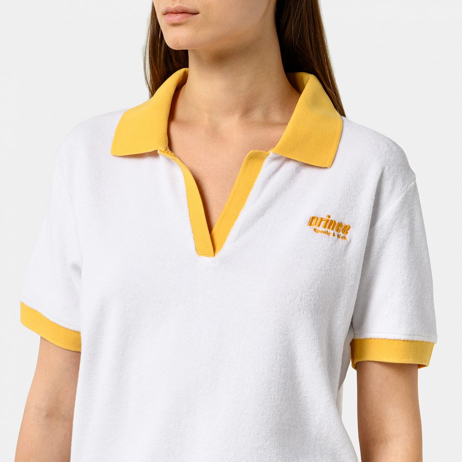 Поло SPORTY & RICH PRINCE SPORTY SPONGE POLO WHITE, YELLOW - 5 фото Поло SPORTY & RICH PRINCE SPORTY SPONGE POLO в интернет магазине Peakwww.peakstore.ru - 5 фото
