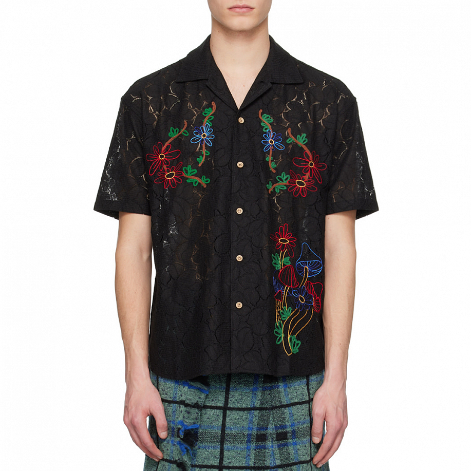 Рубашка ANDERSSON BELL FLOWER MUSHROOM EMBROIDERY OPEN COLLAR SHIRTS в интернет магазине Peakwww.peakstore.ru - 2 фото