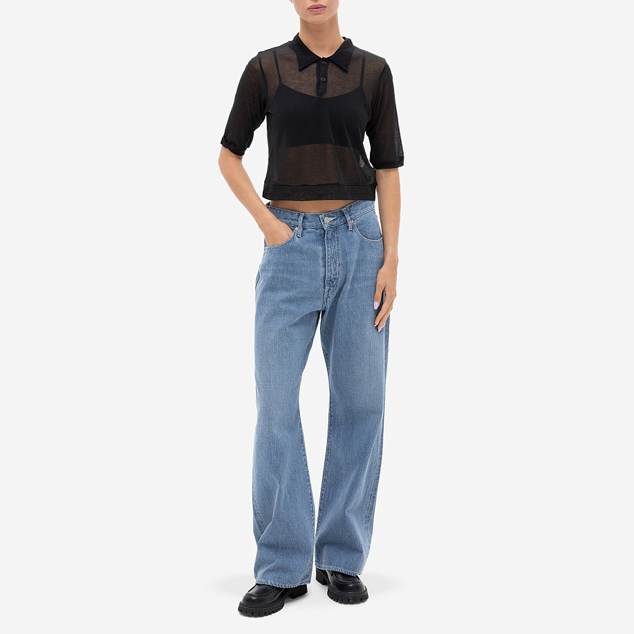 Поло AURALEE HARD TWIST COTTON GAUZE SHORT POLO BLACK - 4 фото Поло AURALEE HARD TWIST COTTON GAUZE SHORT POLO в интернет магазине Peakwww.peakstore.ru - 4 фото