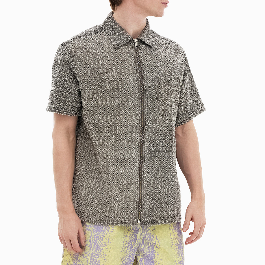 Рубашка THISISNEVERTHAT DAMAGED DENIM ZIP S/S SHIRT в интернет магазине Peakwww.peakstore.ru - 8 фото