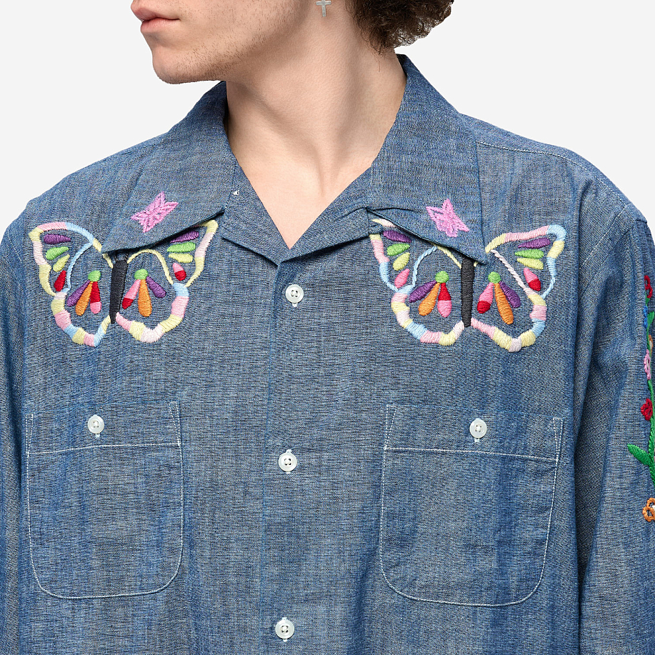 Рубашка NEEDLES ONE-UP SHIRT - COTTON CHAMBRAY в интернет-магазине Peak Conceptwww.peakstore.ru - 8 фото