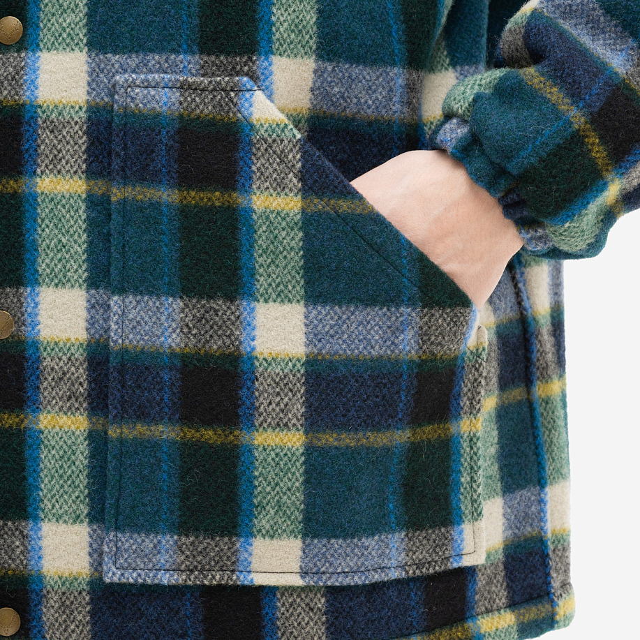 Куртка-рубашка SOUTH2 WEST8 COACH JACKET - WOOL MELTON PLAID в интернет магазине Peakwww.peakstore.ru - 7 фото