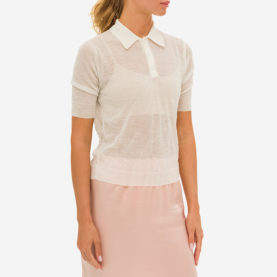 Поло AURALEE WRINKLED WOOL POLYESTER HIGH GAUGE KNIT POLO в интернет магазине Peakwww.peakstore.ru - 2 фото