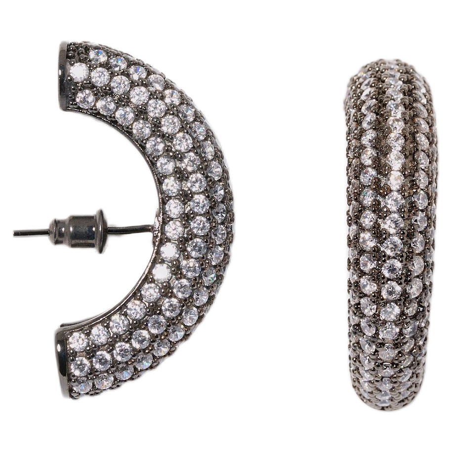 Серьги PANCONESI HALF MOON CRYSTAL HOOPS в интернет магазине Peakwww.peakstore.ru - 1 фото