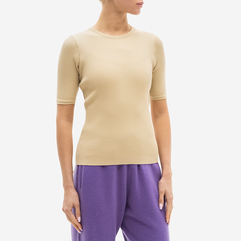 Футболка AURALEE GIZA HIGH GAUGE RIB KNIT TEE LIGHT BEIGE - 2 фото Футболка AURALEE GIZA HIGH GAUGE RIB KNIT TEE в интернет магазине Peakwww.peakstore.ru - 2 фото