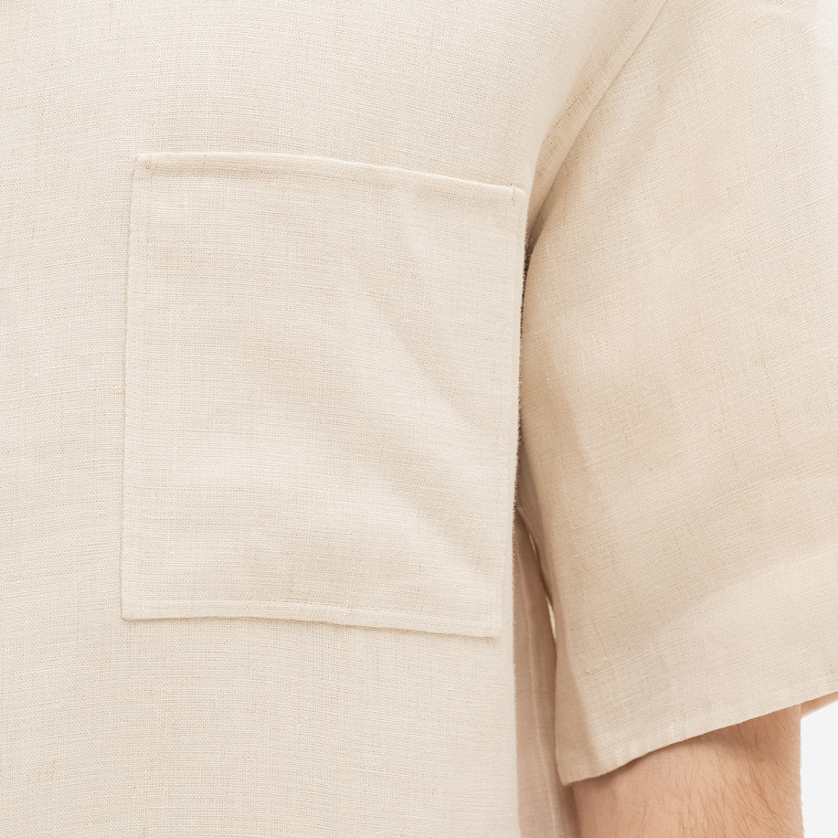 Рубашка AURALEE DOUBLE CLOTH LINEN HAND SEWN HALF SLEEVED SHIRT в интернет магазине Peakwww.peakstore.ru - 10 фото