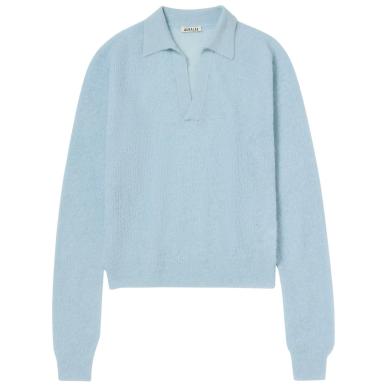 Поло AURALEE BABY SURI ALPACA SHEER KNIT SKIPPER POLO в интернет-магазине Peak Concept